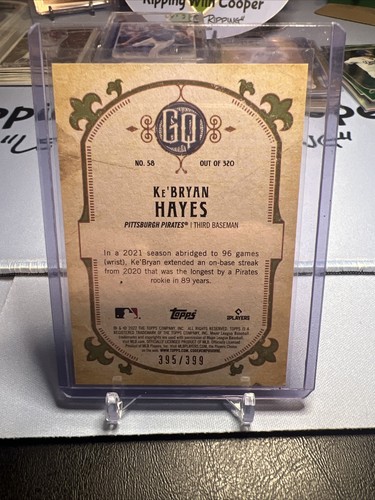 2022 Topps Gypsy Queen KE'BRYAN HAYES BURNT UMBER PIRATES /399 - Picture 2 of 2