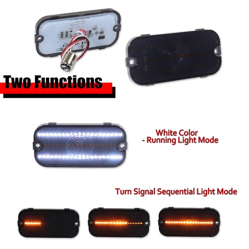 2x Smoked Front Grill Turn Signal Lights DRL Lamps Set For Ford Bronco 1966-1968 - Picture 2 of 11