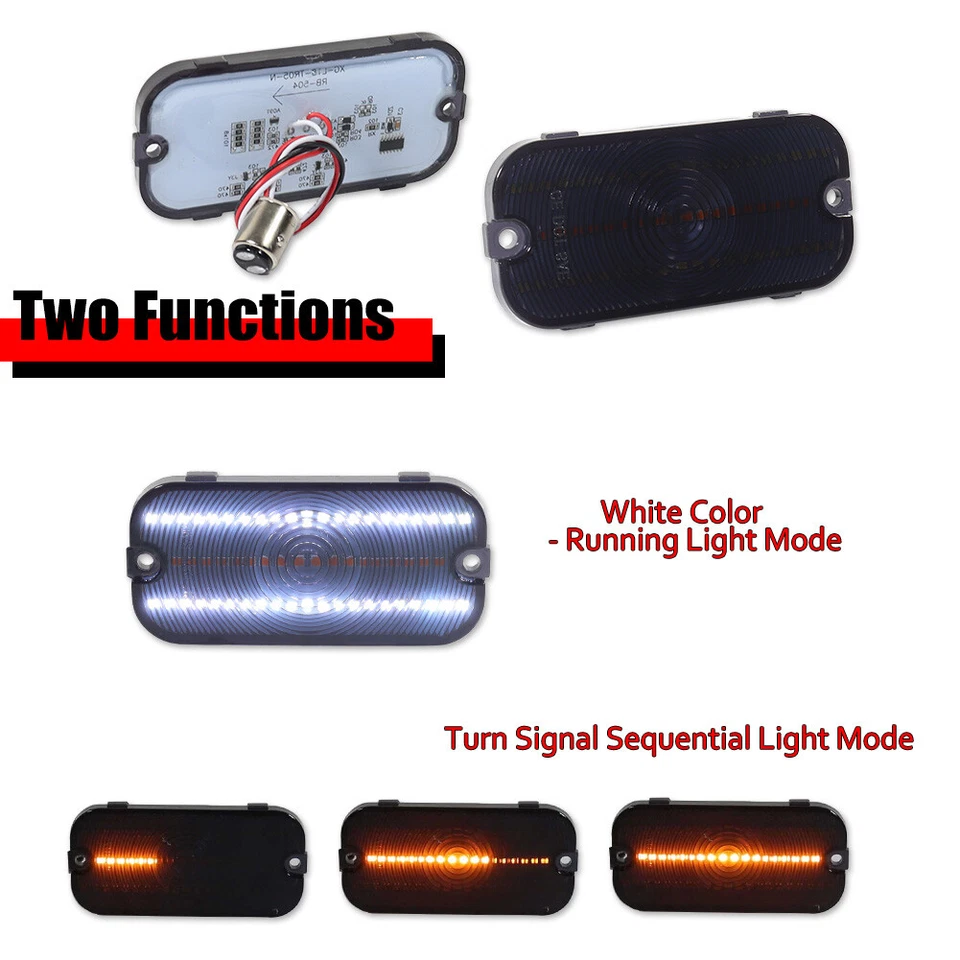 2X Lentes Luces LED de Señal de Estacionamiento Interruptor Ahumado para Ford Bronco 1966-1968 Foto 2 de 4