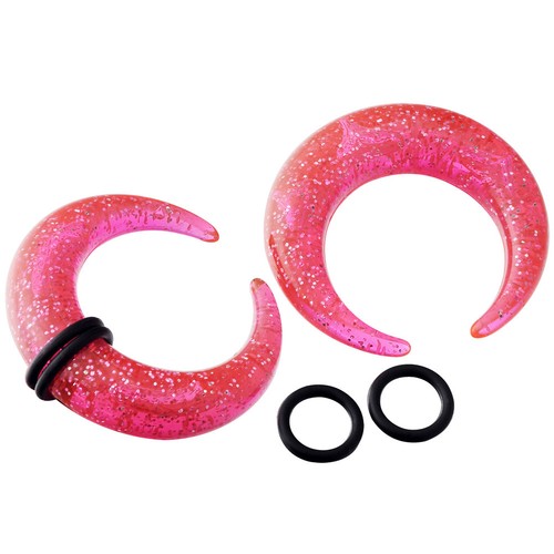 16 PCS C - Shape Acrylic Buffalo Tapers Septum Pincher 2 Black O-Rings 14G-00G - Picture 15 of 16