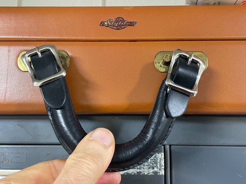 Leather buckle case handle for Gibson Guild Gretsch Lifton archtop geib Les Paul
