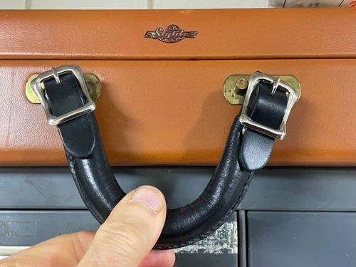 Leather buckle case handle for Gibson Guild Gretsch Lifton archtop geib Les Paul