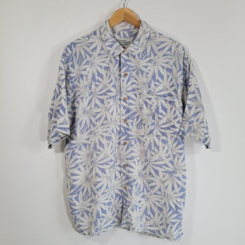 Paket (2) Hawaii Seidenhemden Größe M 100% Aloha Blumen Pastell Blau - Bild 2 von 17