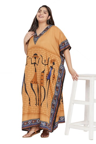 Women Plus Size Loose Kaftan Tunic Dress Hippy Kimono Sleeve Caftan Tunic Tops - Picture 664 of 809