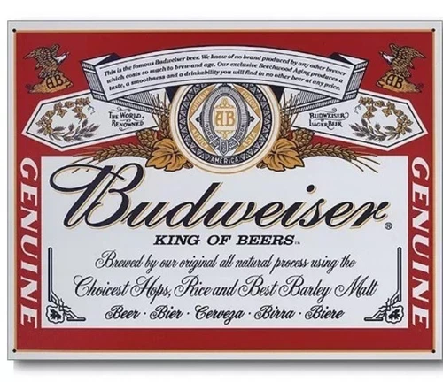 Budweiser Beer Label Metal Tin Sign Vintage Retro Look Wall Bar Ship Decor #979