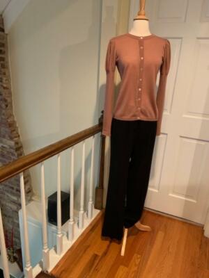 Vtg Moschino Cheap & Chic Pink Wool Puff Long Sleeve Cardigan Sweater Sz 42/8/6