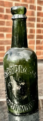 1890 s Small Green Glass Beer Bottle - MELTON MOWBRAY (K059)