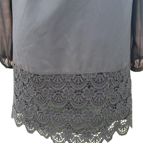 Philosophy di Alberta Ferretti Dress 2 Black Long Sheer Sleeve Mini Shift Lace - Picture 6 of 9