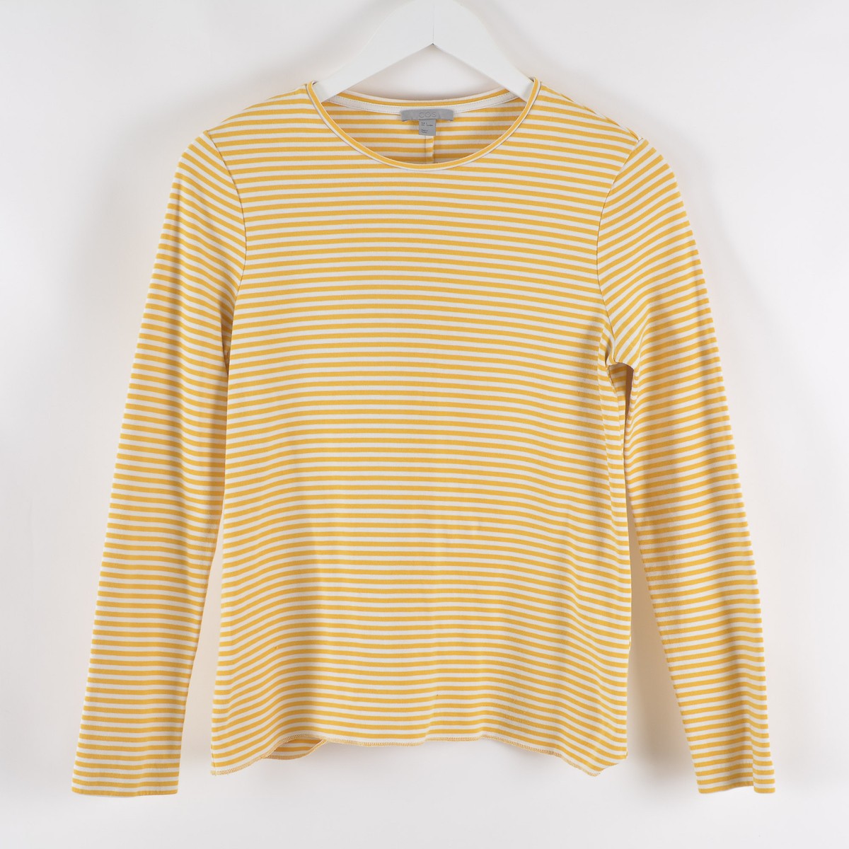 COS Women's Shirt Top Small Round Neck Long Sleeve Yellow