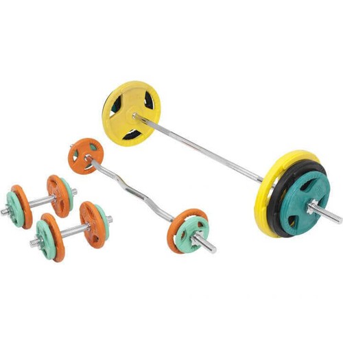GORILLA SPORTS® Hantelset 108kg Gewichte 30mm Langhantelstange SZ Curlstange Set - Bild 1 von 36