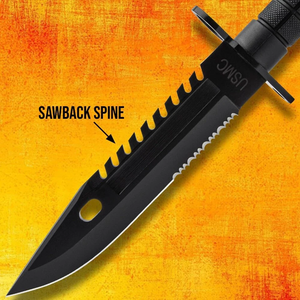 USMC M-9 Fixed Blade Knife and Sheath | Officially Licensed | Sawback Spine - Image 4 of 4