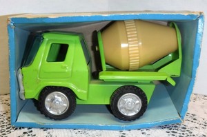 Vintage Bandai Heavy Guage Steel Fat Cat Toy Mixer Truck Lime