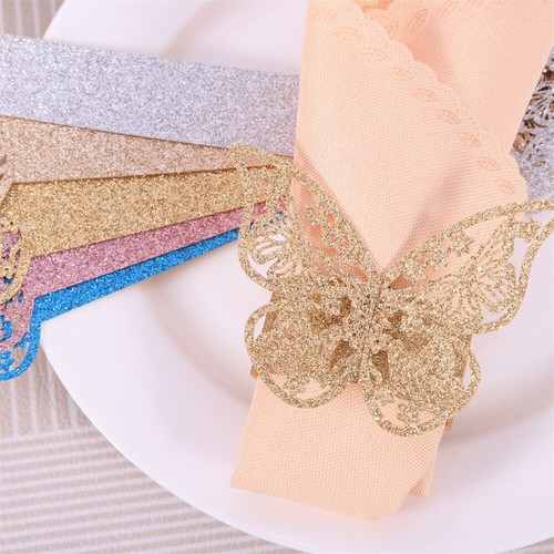 50X Glitter Butterfly Napkin Ring Holder Buckle Party Wedding Dinner Table Decor - Picture 10 of 17