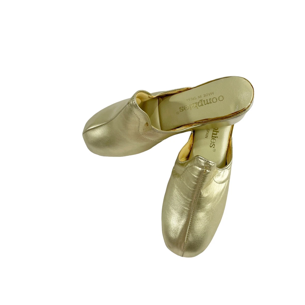 Oomphies By Lamo Womens Granada Mule Slipper Shoes Light Gold Sz 5m