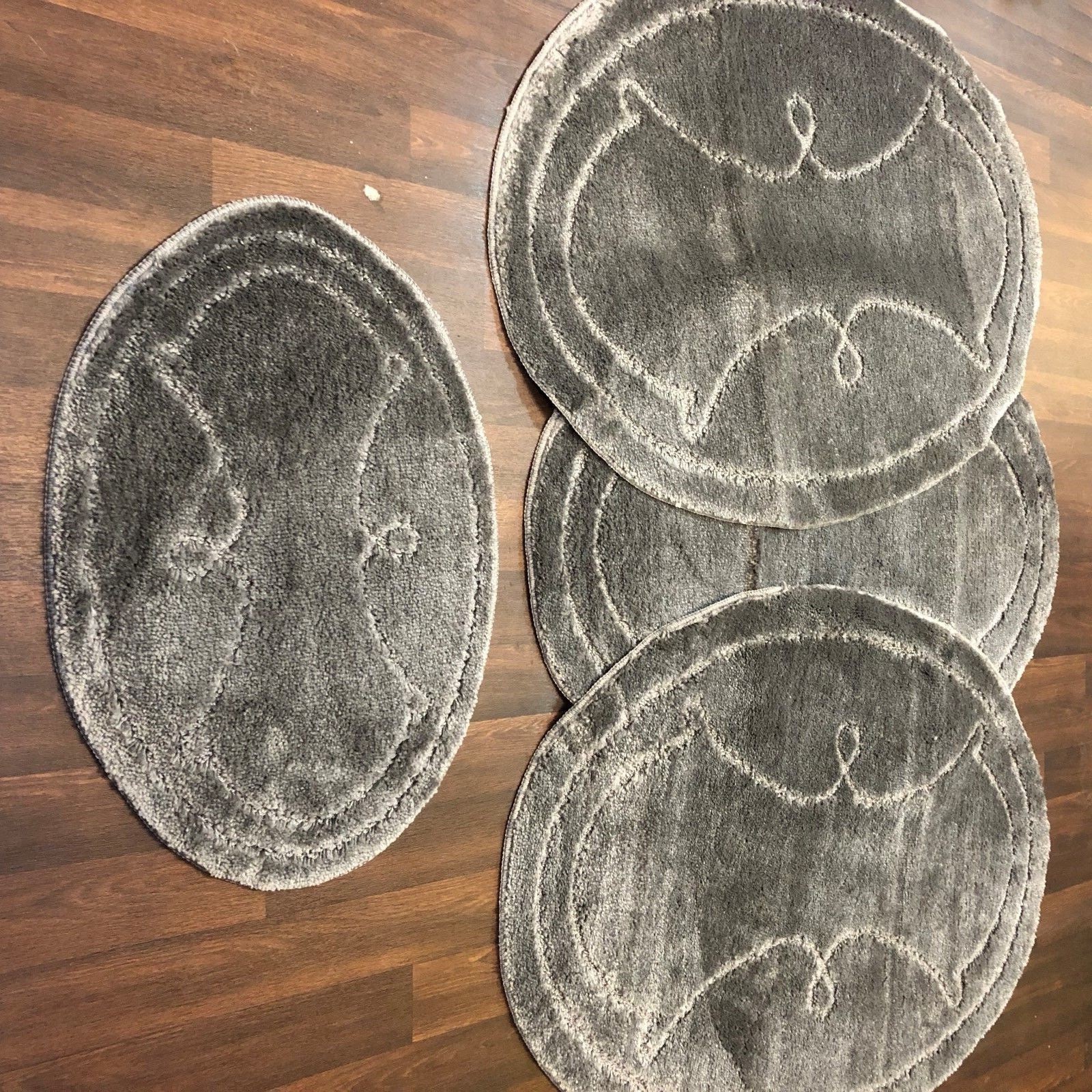 ROMANY WASHABLES GYPSY MATS 4PC SETS NON SLIP XL 100X140CM BAT CHARCOAL