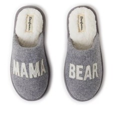 Dearfoams Carley Mama Bear Mom Scuff Slipper Light Heather Grey L  US 9-10 