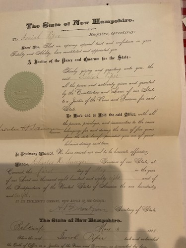 137 New Hampshire Group of 3 Commissions Sgd by Governor 1870’s to 1880’s SEALED - Picture 5 of 12
