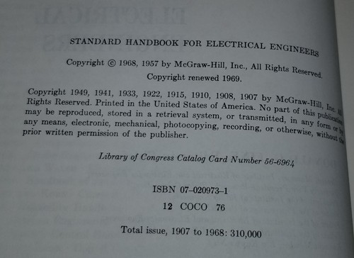 College Standard Handbook for Electrical Engineers 10th 1968 Fink & Carroll 112 - Foto 4 di 8