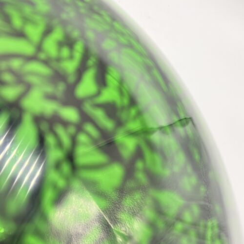 Ciotola piatto Bohemian Beranek vetro verde ceco nero vortici firmata Konarik 13,5" - Foto 10 di 11