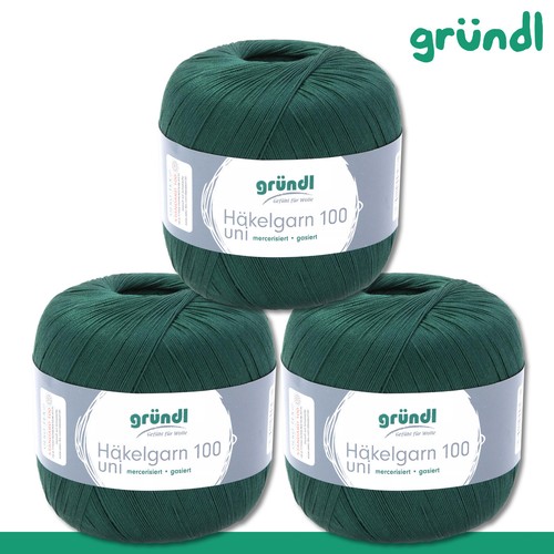 Gründl 3 x 100 g Häkelgarn 100 uni Baumwolle mercerisiert langlebig 20 Farben - Bild 34 von 41