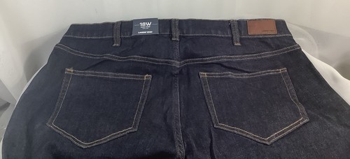 $80 Lands' End Women's High Rise Slim Leg Jeans Size 18W Dark Blue Stretch - NWT - Picture 3 of 6