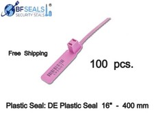 Plastic  Seal SE, 100 pcs, 16" Numbered, Barcode, Elegant Pink color,  BF-12DE17