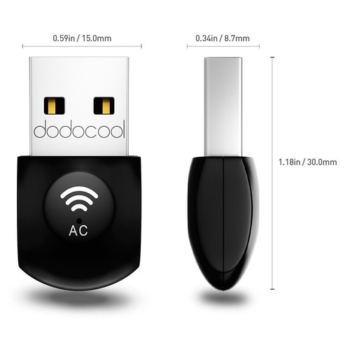 dodocool Adattatore WiFi AC600 Dual Band (2.4GHz 150Mbps+5GHz 433Mbps) Wireless USB - Foto 2 di 9