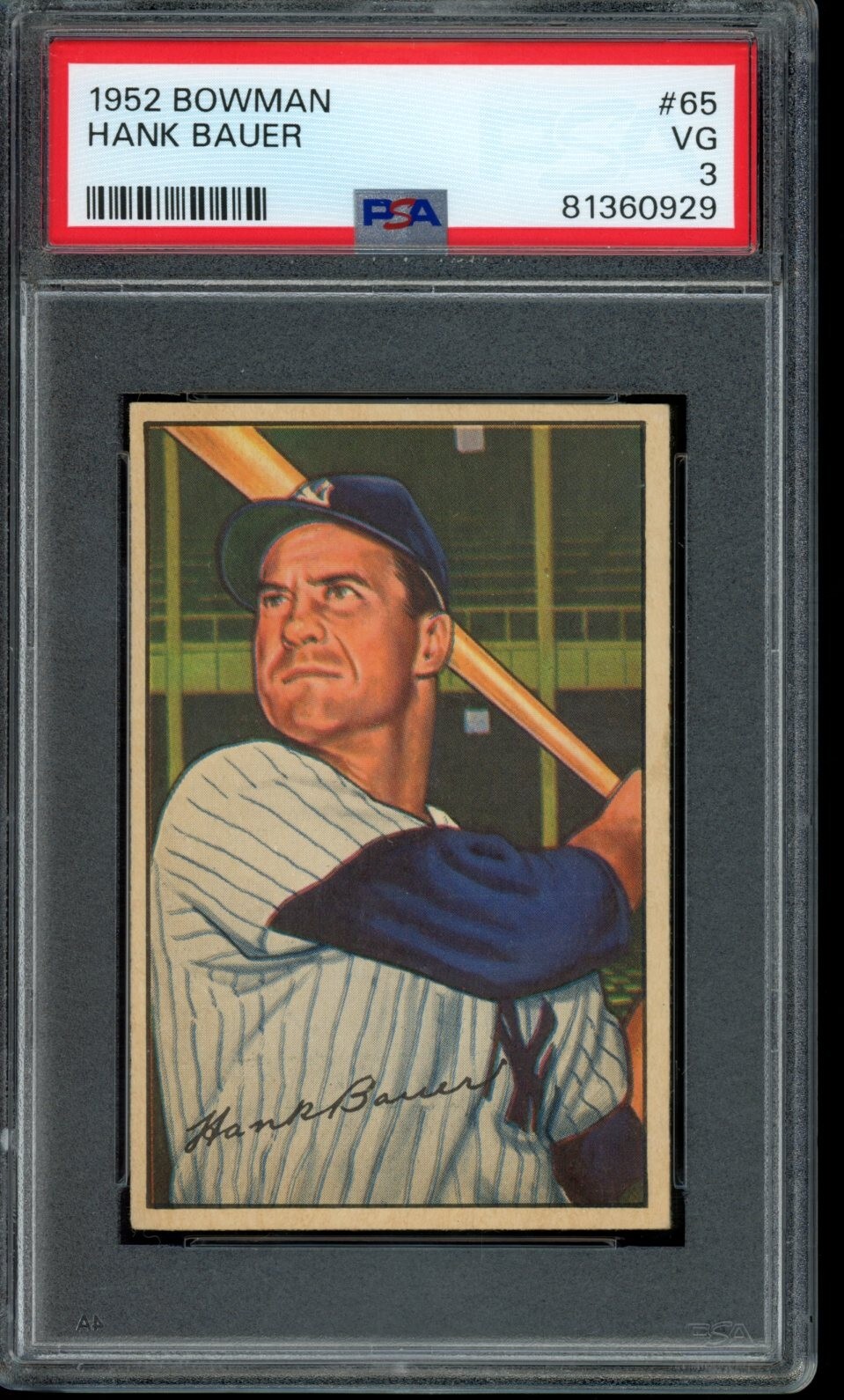 1952 Bowman #65 Hank Bauer - PSA 3 **UNDER-GRADED**