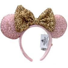 DisneyParks Pink Gold Minnie Mouse Bow Princess Ears Mickey Headband Ears