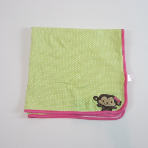 child of mine carter's blanket monkey green polka dot pink - Picture 1 of 6