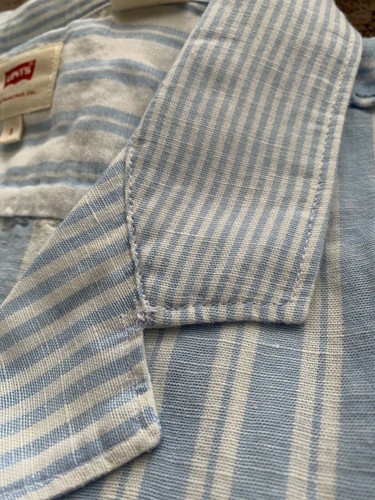 LEVI'S SUMMER SHORT SLEEVE MULTI STRIPES LINEN COTTON SHIRT CLASSIC "S" 21"Chest - Picture 6 of 12