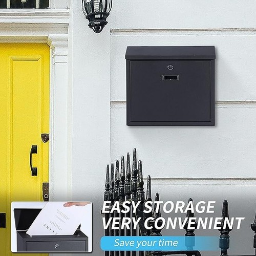 Wall Mounted Letter Box with Cover | Lockable Post Box Made of Powder Coated - Picture 5 of 7