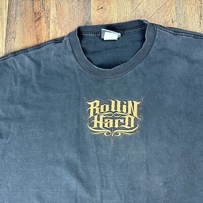 【米国製】90s Rollin Hard Tシャツ ローライダー Lネイビー 90年代 USA製 Rollin Hard プリントTシャツ ローライダー メンズ