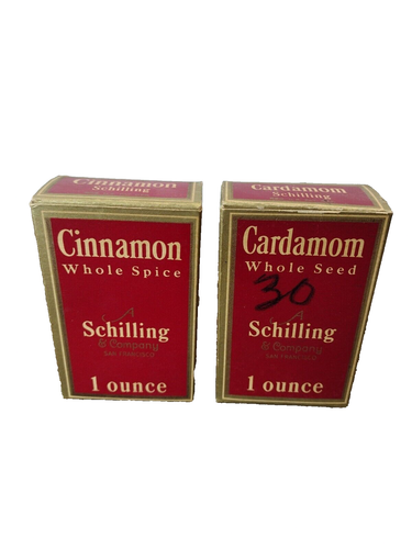 Vintage Antique The Schilling Company San Fransisco 2 Box Spices Cinnamon Cardom