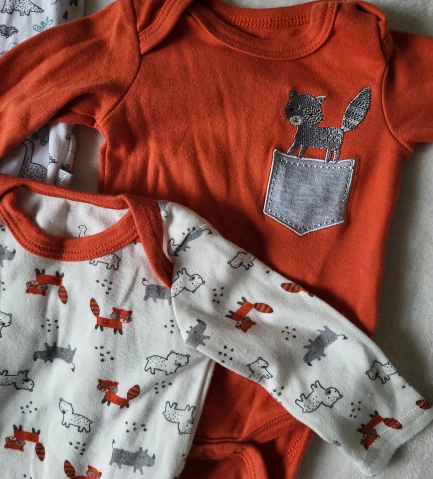 Pato Pato Ganso Lote de 3 piezas 0-3 meses Niños Ropa Bebé Dinosaurio Zorro Manga Larga Foto 2 de 4