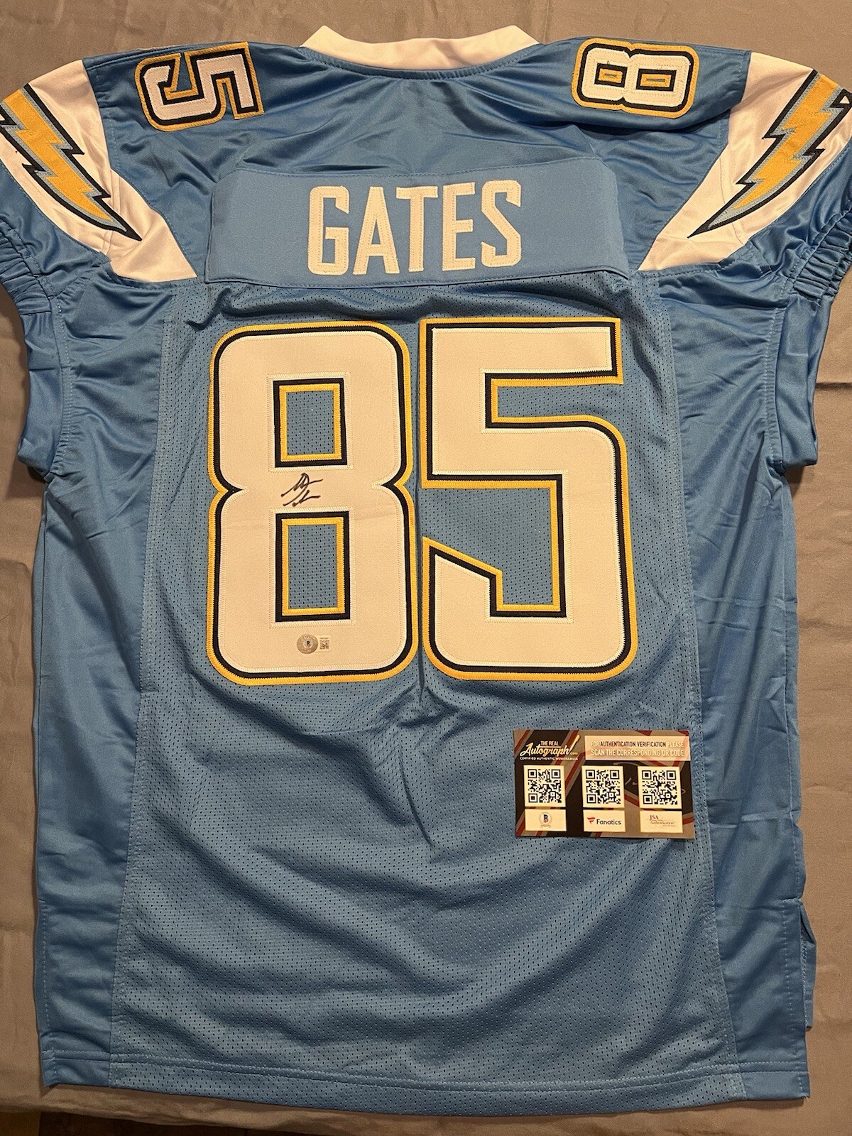 Antonio Gates Autographed Signed Chargers Blue Authentic ,Jersey XL(Brand New)Stitched 