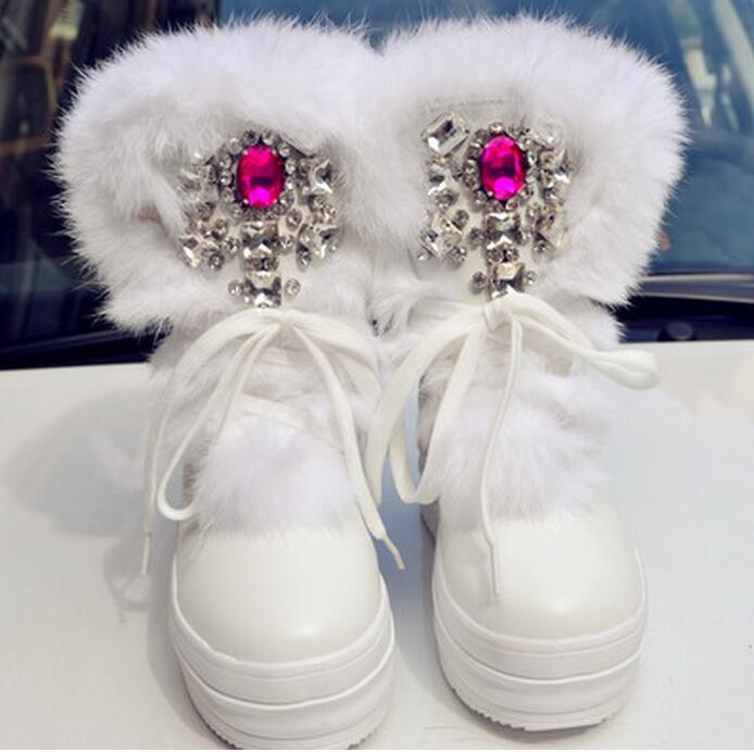 Womens Fashion Mid Calf Boot Real Fox Fox Fox Fur Warm Winter Snow Boot shoes White US 7817d1 Womens Fashion Mid Calf Boot Real Fox Fox Fox Fur Warm Winter Snow Boot shoes White US 7817d1