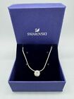 Swarovski Round Crystal Slide Sparkle Pendant Silver Tone Snake 16” Necklace
