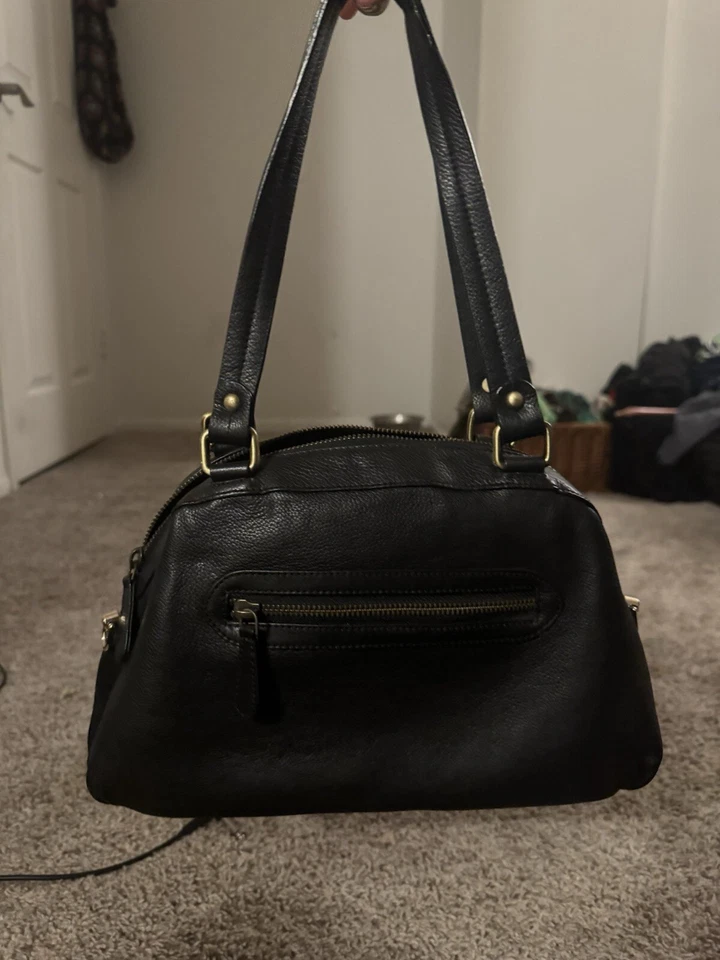 Rara Bolsa de Peixe Vintage Mary Frances Deep Sea Connection Couro Preto Frisado - Imagem 4 de 4