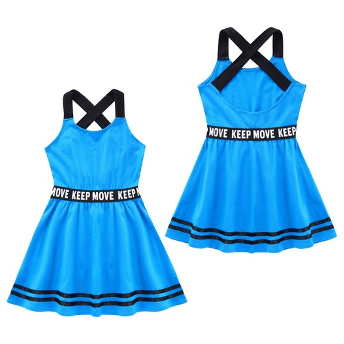 Girls Outfit Letters Printed Sportswear Elastic Dress Kids Sports Dance Golf - Picture 33 of 45