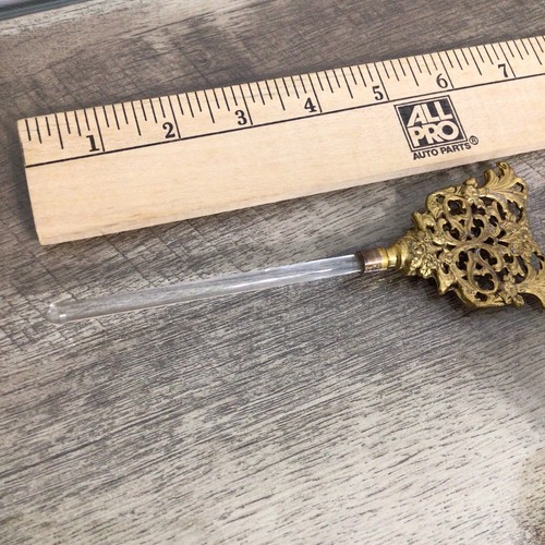 Vintage West Germany Ornate Filigree Perfume Bottle with Glass Dauber - Picture 9 of 13