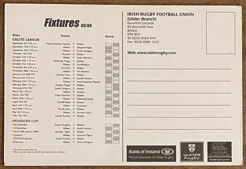 Ulster Rugby Power Bank Of Ireland Promo Advertising Postcard - Picture 2 of 2