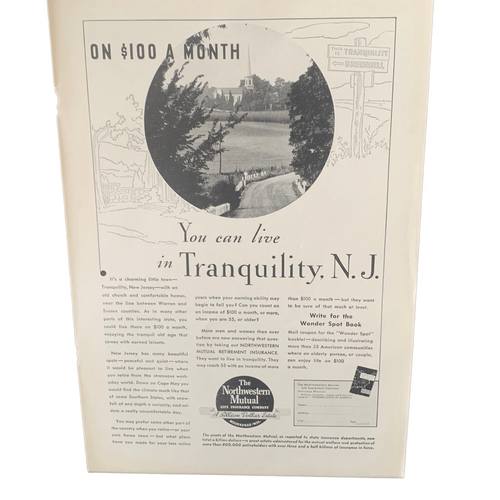 Vintage 1935 Northwestern Mutual Tranquility NJ Ad Advertisement - Bild 1 von 4
