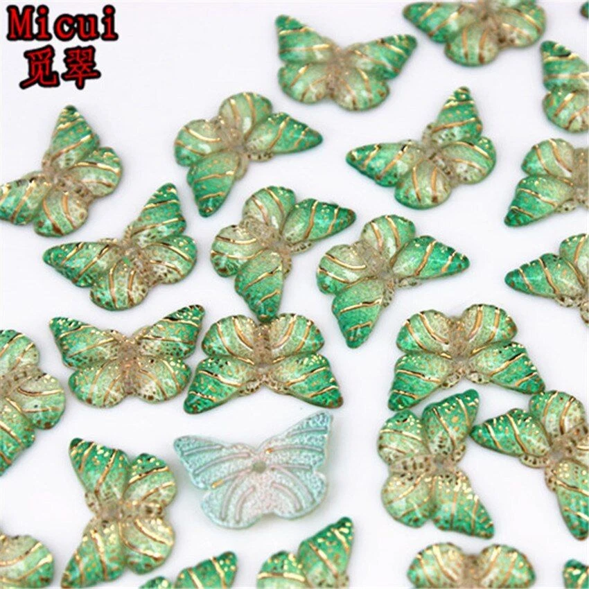 Butterfly Flatback Bead 50pcs 10*15mm Colorful Acrylic Rhinestone Craft Applique - Image 3 of 4