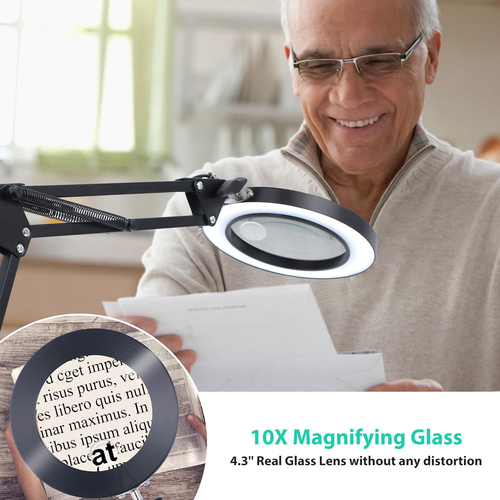 10X 15X Magnifying Glass with Light and Stand and Clamp, 2-In-1 Desk Magnifier f - Picture 7 of 12