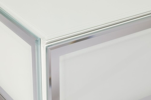 Windermere weiß Glas verspiegelt Beistelltisch mit Stauraum Lampe Tisch Nachttisch - Bild 5 von 8