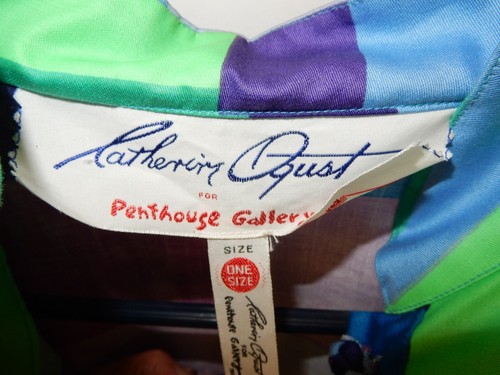 VINTAGE 70S MULTICOLOR HIPPY DRESS BLOUSE, CATHERINE OGUST FOR PENTHOUSE GALLERY - Picture 6 of 17