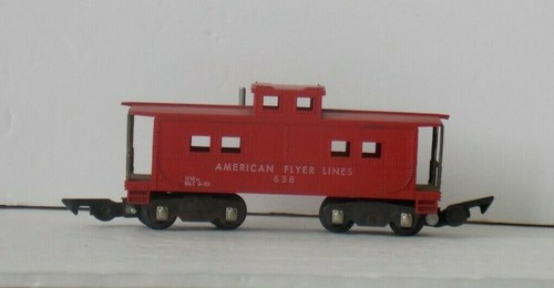 AMERICAN FLYER LINES 638 Link Coupler RED Painted CABOOSE Freight Car C-7 - Picture 2 of 6