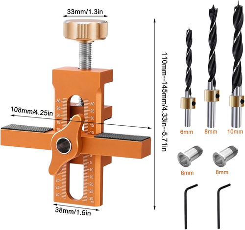 Cabinet Door Installation Jig, 2-In-1 Mounting Tool with Adjustable Positioner, - Picture 2 of 12