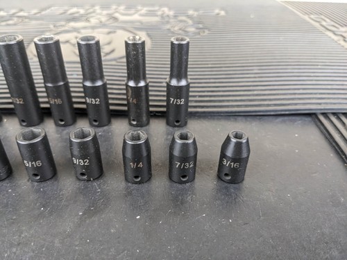 #bg076 BLUE POWER CORNWELL Impact Socket Set 1/4” Drive 6 Point SAE Shallow Deep - Picture 13 of 17